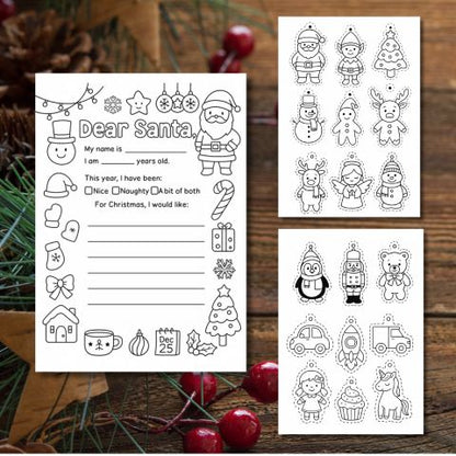 Printable “Dear Santa” Letter + FREE Christmas Ornament Coloring Pack